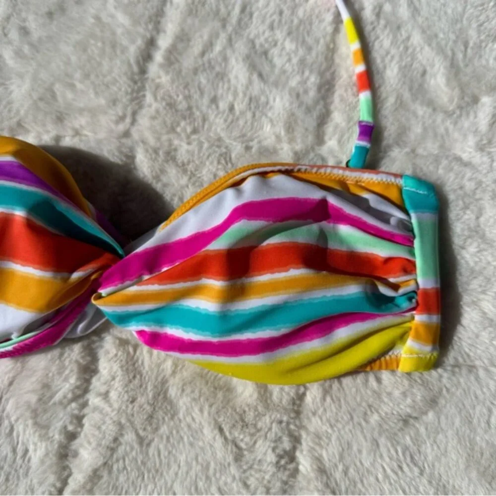 Victoria’s Secret | Rainbow stripe Halter Bandeau Bikini Top | Size Extra Small